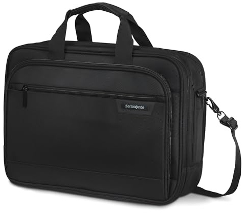 Samsonite® Klassische Notebook-Tragetasche mit 39,6 cm (15,6 Zoll) Laptop-Fach, 31,8 cm H x 43,2 cm B x 12,7 cm D, Schwarz, Schwarz