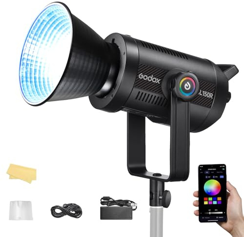 Godox SL150R RGB Luz de Vídeo LED 165W 2.4G Wireless,CCT 2500K-10000K CRI≥95 TLCI≥96 14 FX Efectos Montura Bowens Estudio Flash para Fotografía,Retratos,Iluminación