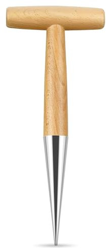 Blumenzwiebeln Pflanzen Holz Edelstahl Zwiebelpflanzer Aus Eschenholz Samen Pflanzhilfe Blumenzwiebeln Garten Werkzeuge Pflanzhelfer Mit Querkruecke Und Stahlspitze - Pikierstab Für Die Erde