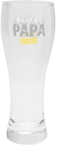 GRUSS & CO Weizenglas Motiv Bester Papa ever | Bierglas, Weißbierglas, 70 cl, Höhe 22,2 cm, Durchmesser 8 cm, in Geschenkbox | Geschenk für Papa, Vatertag, Geburtstag | 73888