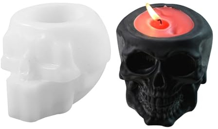 Moules à bougies en silicone - Motif tête de mort - Multifonctionnels - Anti-adhésifs - Pour argile, béton, résine, cire