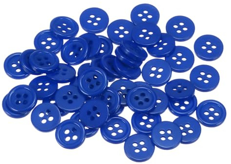 QUARKZMAN 100 Stück Blau Knöpfe 11,5 mm Große Nähknöpfe 4 Löcher Harz Runde Bastelknöpfe Ersatzknöpfe für Mantel Kleidung Jacke Hemden Blazer DIY Handwerk Scrapbooking Dekoration