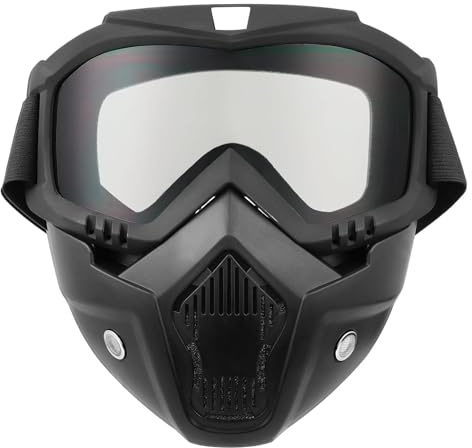 DREAMIZER Motorradbrille Abnehmbare, Staubschutz Motorrad Maske Motorrad Schutzbrille Brille Winddicht Gesichtsmaske Helm Nebelfest Reiten Fahrrad Dirtbike Motocross für Damen und Herren