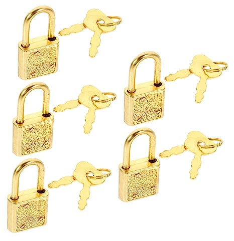 ifundom 5sets Outdoor Weatherproof Padlock Suitcase Locks Combination Long Padlock and Keys for Luggage Bags