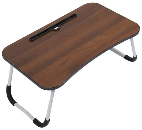 OHS Laptop Tray, Laptop Bed Table with Foldable Legs Reading Holder Notebook Stand Breakfast Bed Tray Book Holder for Sofa Bed Terrace Balcony Large Adjustable Lap Desk, Brown - 60 x 35 x 26cm
