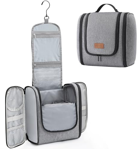 Lifewit Kulturbeutel Herren zum Aufhängen, große Kulturtasche, Grau | Geräumige Waschtasche mit mehreren Fächern, Kosmetiktasche für Reise, Fitnessstudio, Bad und Camping