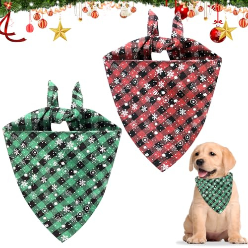 ZTA Halstuch Hund Weihnachten Bandana, 2 Stück Hundehalstuch Weihnachten, Weihnachtshalstuch Hund, Haustier Halstuch Schal, Hundekostüm Weihnachten, für Kleine Mittelgroße Große Hunde Katzen