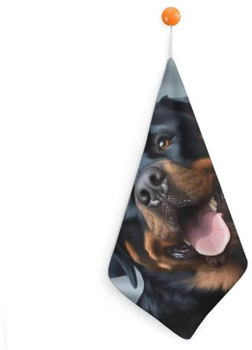 VFMNT Handtuch-Set, 1 Stück, Rottweiler-Hunde-Zungenkopf-Waschlappen mit Aufhängeschlaufe, weiche Gesichtstücher, saugfähig, schnell trocknend, Küchentuch, Geschirrtuch für Badezimmer, Küche, 30 x 30