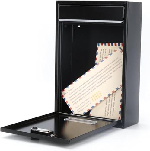 Cassetta postale a parete - Gestore di lettere/posta con serratura a combinazione, cassetta postale nera leggera for montaggio a parete con finestra di visualizzazione, moderna cassetta postale in met