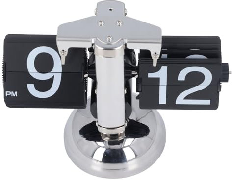 Dpofirs Retro Digital Klappuhr, Batteriebetriebene Uhr mit Internem Getriebe, Klapp Digitaluhr, Mechanische Uhr, für Heim und Bürodekoration (Black)