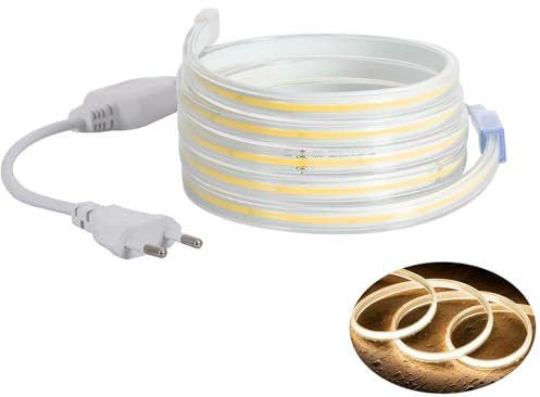 COB LED Stripe Set, LED Streifen Band Lichtschlauch Leiste Kette, Teilmöglichkeit aller 10 cm, 360LEDs pro Meter, IP20 Netzkabel mit Eurostecker (03 Meter, Warmweiß (3000K), ohne Schalter)