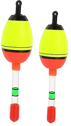 KICHOUSE 2 Stück Angelposen Holz Schwimmer 10g 15g Kunststoff Robust Bissanzeiger Mit Leuchtstab Angelzubehör Für Freizeitangeln Und Kinder