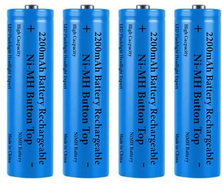 4 Stück Akku 2200 mAh NI-MH Wiederaufladbarer, Button Top NiMH Akkus, Hohe Kapazität Knopfleiste Batterie für Kamera/Kleinen Lüfter/LED Stirnlampe/Solarleuchten, Mit Aufbewahrungsbox