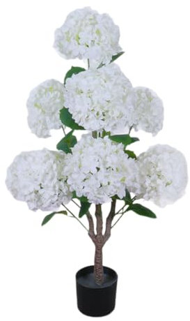 Glorlliant Kunstblumen im Topf, Künstliche Blumen, Kunstblumen Wie Echt, 90 cm, weiße Hortensien Künstlich, Hydrangea, Fake Flowers, Room Decor, Deko Esstisch, Brauthochzeitssträuße