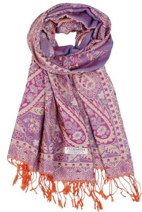 CRFASIBE Echarpe et Châle Pashmina pour femme, Echarpe Jacquard Paisley avec Franges, Polyvalent Foulard, Doux Hiver Grande étole pour Toutes les Saisons (Rose)