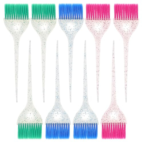 Classicseali 9pcs Dye Brush,Hair Color Brushes for Stylist with Glitter Handles, 8.5 X 2.2 In Hair Tint Brush for Highlighting, Tint and Coloring Hairs Section, Salon Use Home DIY, 3 Colors