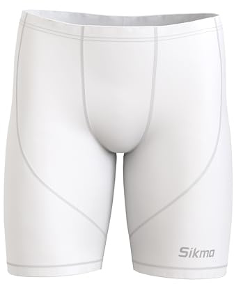 Sikma Costume da bagno da uomo Jammers Costume da bagno Pantaloncini Sportivi Boxer Costumi da bagno Boxer Pantaloncini Endurance Long Racing Training Costume da bagno, bianco, Taglia unica