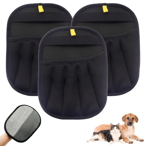 Générique Brosse Anti Poils Animaux Gants Poil Chat Double Face pour Animaux de Compagnie Gants D'épilation d'animaux pour Chien et Chat Gants de Toilettage Poils Animaux Réutilisable (3PCS)