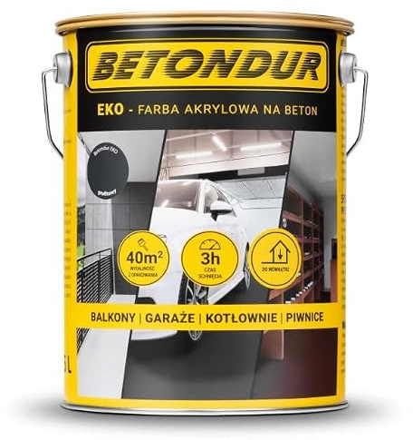 Betondur Betonfarbe für Innen & Außen – Acryl-Schutzbeschichtung – witterungsbeständig, abriebfest & staubbindend – für Keller, Garage & Sockel EKO – 5L – Graphit