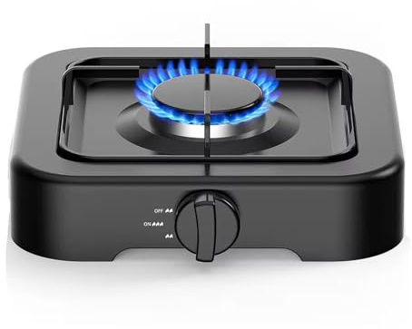 Fornello a Gas da Campeggio, bruciatore Singolo Portatile da 2,2 kW, fornello a Gas GPL, fornello da Campeggio Portatile con Controllo della Temperatura Regolabile, accensione Auto