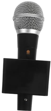 Mikikit Microfono Realistico con Bandierina Nera Prop per Accessorio per Karaoke e Giochi Ruolo Scenici