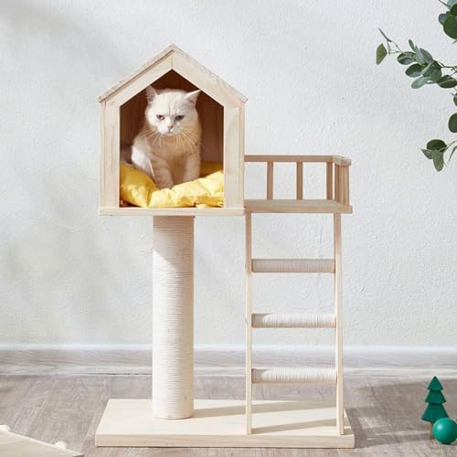 Arbre à chat moderne et élégant – Tour à chat d'intérieur avec colonne à gratter pour le plaisir, le repos et le jeu – Parfaitement conçu pour les chats actifs et au repos (taille M/S)