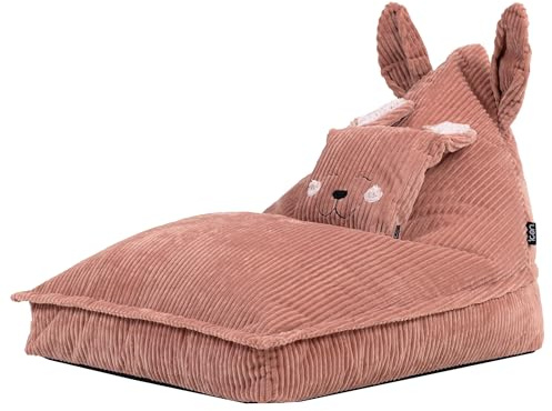 icon Robyn Coniglio Pouf Bambini, Rosa, Velluto a Coste, Poltrona Sacco con Riempimento Incluso, Pouf Sacco, Sedia Bambini, Mobili Camera da Letto