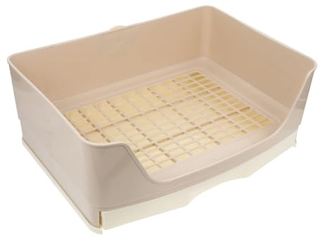 BAZEITFLOW Baño De Conejos Caja Bandeja Extraíble Plástico Beige Grande para Entrenamiento Jaulas De Conejos y Mascotas Pequeñas