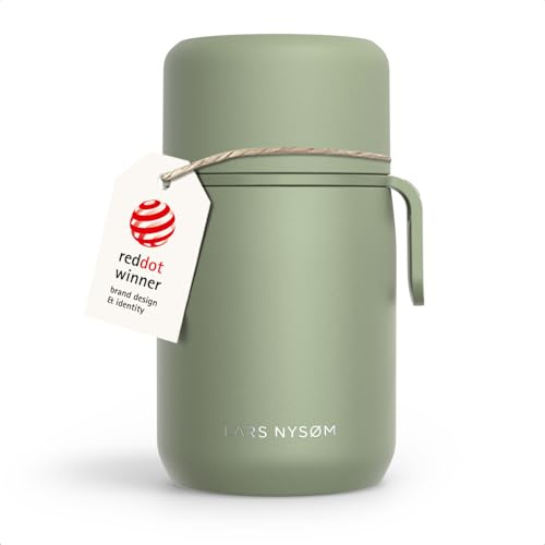 LARS NYSØM Thermobehälter für Essen aus Edelstahl mit Isolierbehälter & Vakuum Speisebehälter, doppelwandig & auslaufsicher, Ideal für heiße & kalte Speisen, Suppen oder Brei (Sage Green, 700ml)