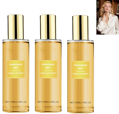 Spray corporel vanille et noix de coco pour femme, brume parfumée longue durée à la noix de coco, parfum léger pour les cheveux et le corps, hydratant et nourrissant, léger et rafraîchissant (3pcs)