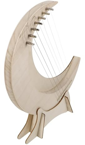 Levemolo Hölzerne Mondharfe mit 7 Saiten Musikinstrument für Anfänger Tragbar und Leicht zu Halten und Metall mit Kreativem Design für Einsteiger