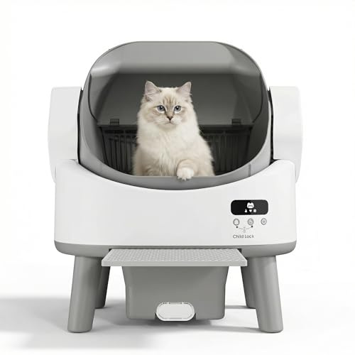 Katzenklo Selbstreinigend, Elektrische Katzentoilette mit 4-facher Sicherheit, Großer Raum & Einfache Montage, Für Katzen bis 10 kg – Ideal als Erstes Automatisches Katzenklo
