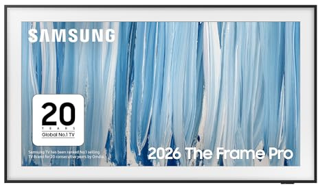 Samsung Smart TV 65-Inch LS03HW The Frame Pro, 4K Neo QLED, Art Mode, Modern Frame Design, Glare Free, HDR10+, Motion Xcelerator 144Hz, Dolby Atmos, Vision AI Companion, Alexa [2026]