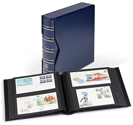 Leuchtturm 354422 Album pour 200 First-Day-Cover FDCs ou Lettres en Format Long, Cassette de Protection Incluse - Bleu