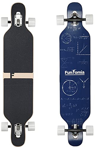 FunTomia Longboard mit 3 Flex Stufen Drop Through Cruiser Komplettboard Mach1 Speed Kugellager T-Tool