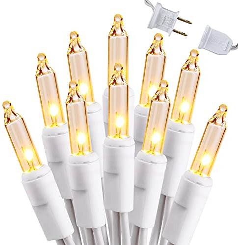 Brizled Clear Christmas Lights, 300 Count 69.6ft Incandescent White Lights String, Connectable 120V UL Certified Indoor/Outdoor White Light on White Wire for Room, Birthday, Wedding, Party, Warm White