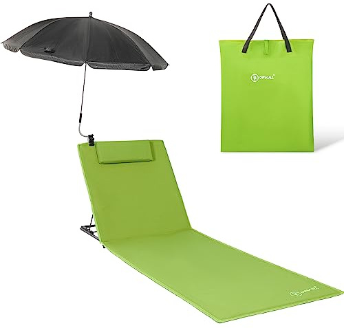 Homecall Gepolsterte, schnell trocknende Strandmatte mit Sonnenschirm, XXL - (Grün)