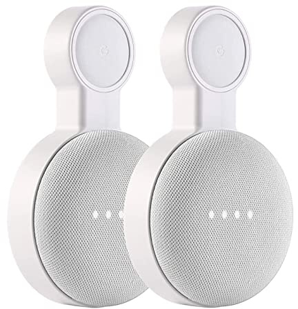 Outlet Wall Mount Holder for Google Home Mini and Google Nest Mini, A Space-Saving Accessories with Cord Management for Google Mini Smart Speaker, No Messy Wires or Screws (2 Pack)