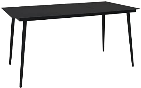 vidaXL Garten Esstisch Spitze Stahlbeine Gartentisch Terrassentisch Balkontisch Gartenmöbel Tisch Terrasse Outdoor Schwarz 150x80x74cm Stahl Glas