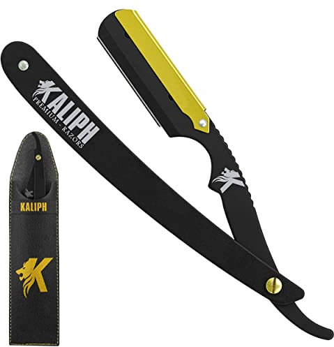 Kaliph Professional Cut Throat Razor Kit for men - Barber Grade Single Edge Blade Straight Razor - Premium Choice Mens Razors for Shaving - Essential Cutthroat Barber razor for Hair/Beard Enthusiasts