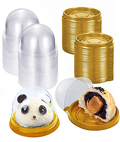IBLUELOVER 50Pcs Mini Cake Box Clear Muffins Box Dome Cupcake Packing Boxes Single Individual Cupcake Container Mini Cookies Holder Fairy Cake Tray for Birthday Wedding Christmas Party,Cake Shop