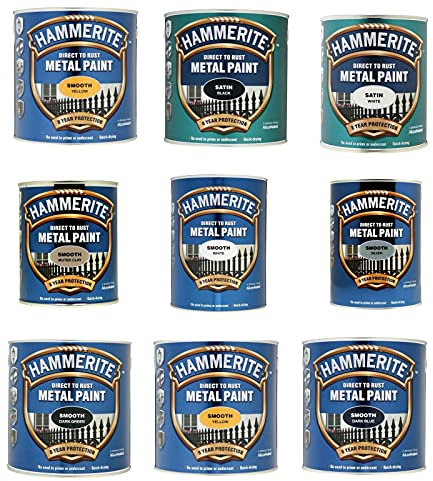Direct to Rust Metal Paint Smooth – Black – Blue – Green – Silver – White - Yellow (5 Liter, Smooth Yellow)