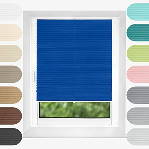 Birrke® Plissee Ohne Bohren Klemmfix 75x100 cm - Fenster Plisseerollo mit Bequemer Oben-Unten Funktion - Plissees für Sonnenschutz und Sichtschutz - Einfache Montage - Cornflower Hills, Blau