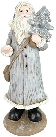 generich Dekofigur Weihnachtsmann | Figur Santa Weihnachtsfigur | grau Silber | 24 cm
