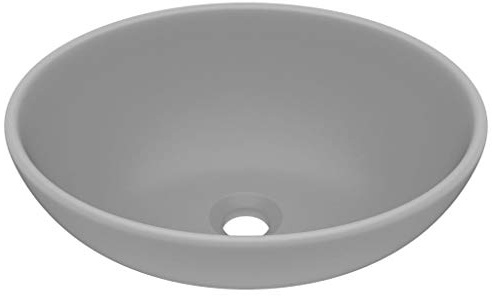 vidaXL Lavandino Lusso Ovale Grigio Chiaro Opaco 40x33 cm in Ceramica