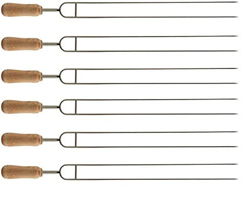 BIZU 6 Stücke Edelstahl U-förmige Grill Löten Gabel Nadel Grillspieße Doppelt Pinkt BBQ Werkzeug (Farbe : Chrom)