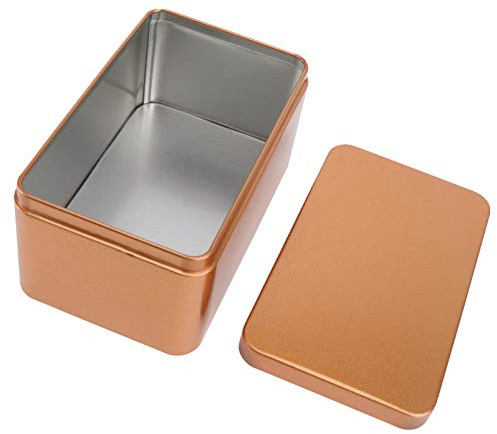 Box Storage Tinplate Box Empty Tin Box with Lid, Metal Tin Can Rectangular Storage Container for Tea, Treats, , Candle, Favors and Crafts (Golden) Tea Organizer Tin Storage