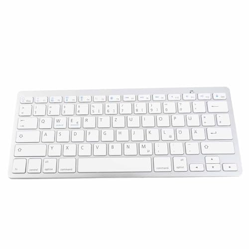 Bewinner Clavier Bluetooth Ultra-Fin, QWERTZ German Layout, Clavier Silencieux sans Fil pour PC, tablettes et Smartphones, Clavier Universel Portable Compatible avec iOS Android