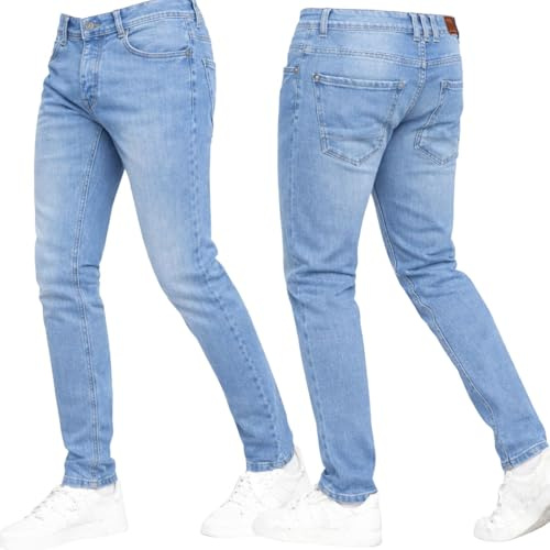 Crosshatch Stretch Slim Fit Jeans Mens Denim Designer Trousers Pants Light Wash 34W X 34L