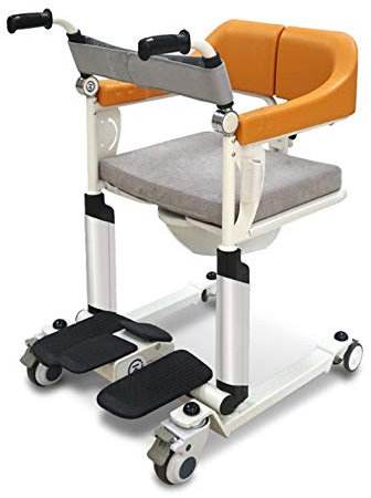 AZICYN Multifunktionaler Badstuhl mit Rollen,für Patiententransfer-Elektro-Liftstuhl,mit klappbaren Armlehnen,Geeignet für Pflegeheim-Rehabilitationsrollstuhl,Mechanische Version